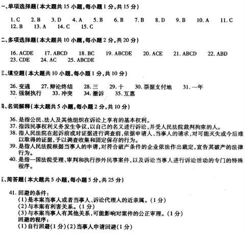 2019年自考民事诉讼法原理与实务模拟试题及答案五(图1)