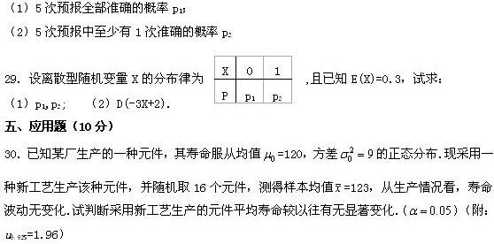 全国2009年4月高等教育自学考试概率论与数理统计(图6)