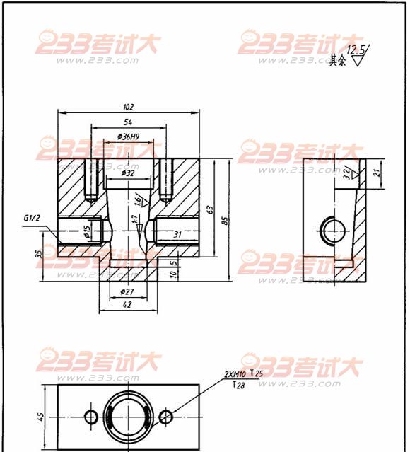 全国2011年4月高等教育自学考试工程制图试题(图11)